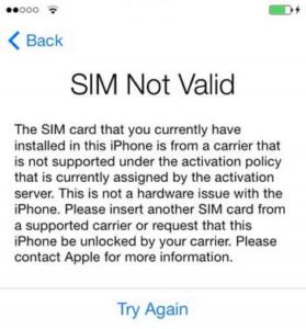 Carrier locked - Sim not supported