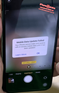 iPhone XS Mobile data update failed problem