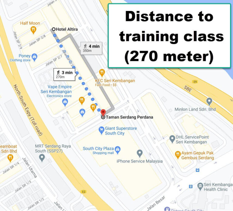 Distance between the hotels to iPhone Training Class