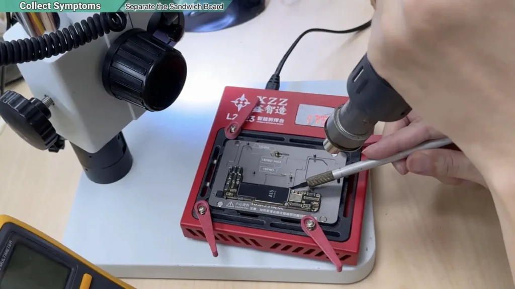 iPhone 13 Logic Board Interposer Removing with preheater and hot air