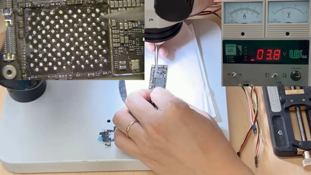 iPhone 11 NAND flash removed to isolate CPU operation during diagnosis