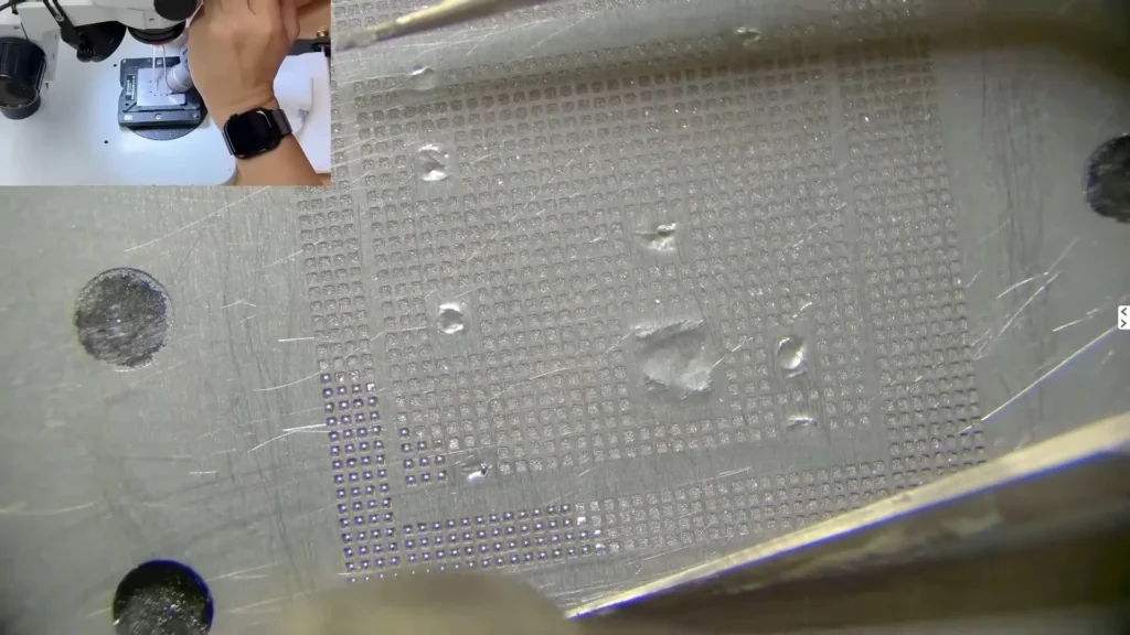 Reballing an iPhone 11 A13 CPU using solder paste and hot air