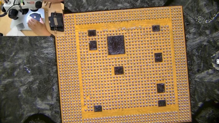 Original iPhone CPU with newly formed BGA solder balls after reballing