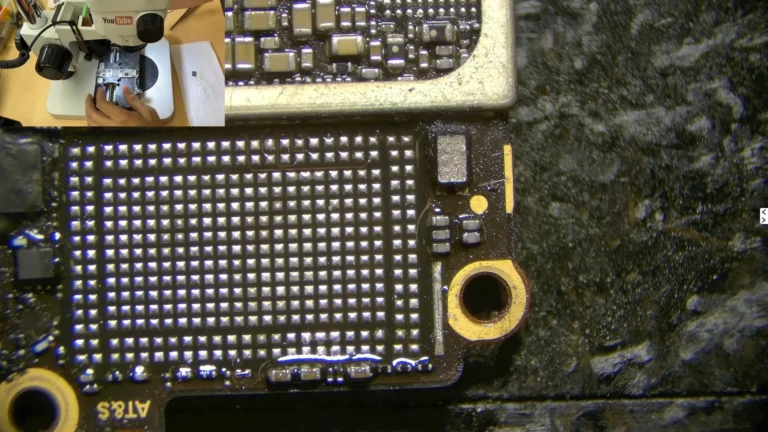 Wi-Fi IC location on the donor iPhone motherboard after removal